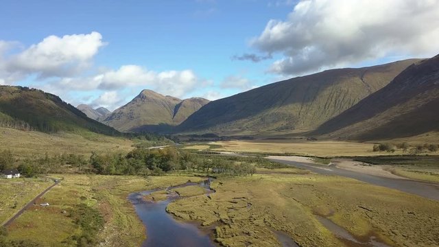 Loch Etive in Glen Etive in the Glen Coe area in the Scottish Highlands from the air