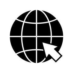 Internet or world wide web icon. Globe and cursor representing internet connection. Vector Illustration 