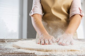 Obraz na płótnie Canvas Pizza making bakery dough flour chef fresh