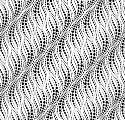 Wavy line dot seamless pattern. Floral texture. Abstract background