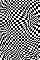 Abstract Black and White Geometric Pattern with Squares. Contrasty Optical Psychedelic Illusion. Chessboard Wicker Texture. Raster. 3D Illustration