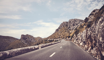 Scenic mountain road, color toning applied, Mallorca, Spain.