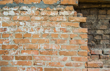old brick wall in red