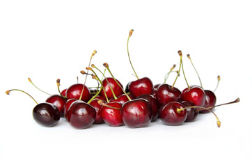 ripe cherry closeup isolated on white background