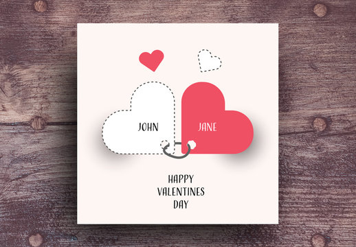 Valentine's Day Card with Red Accents