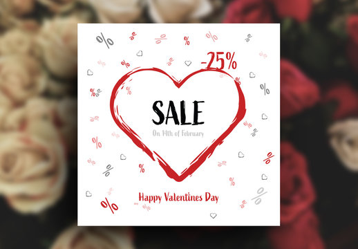 Square Valentine's Day Sale Card Layout