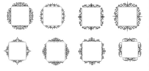 Vintage vector swirl frame set