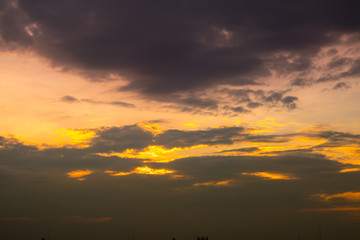 Cloudy sunset sky background