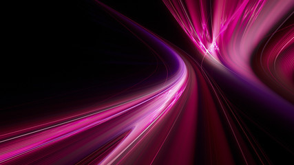 Abstract purple on black background texture. Dynamic curves ands blurs pattern. Detailed fractal graphics. Science and technology concept.