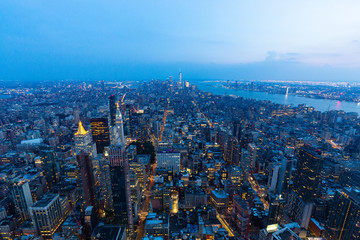 Fototapeta na wymiar A view of Manhattan during the sunset - New York