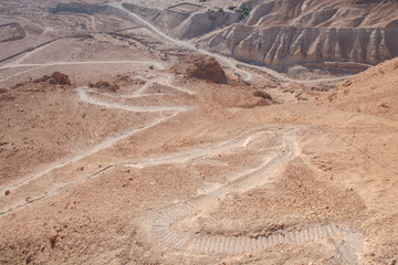 Masada - Aerial image of the ancient fortification in the Southern District of Israel