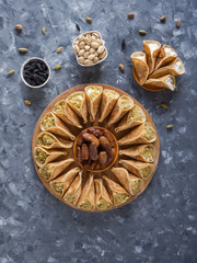 Traditional Arabic crepes stuffed with cream, prepared for iftar in Ramadan.
