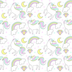 cute unicorn rainbow vector background pattern