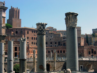 Columns of the Roman forum and Trajan market,  Rome, Italy, Europe