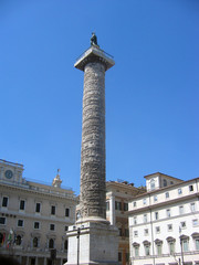 Fototapeta na wymiar Trajan's Column, Rome, Italy. This building tells the story of how the Romans conquered Dacia