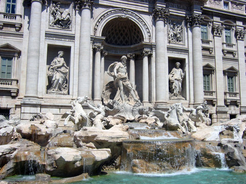 The Central part of the famous Trevi  fountain, Rome,Italy
