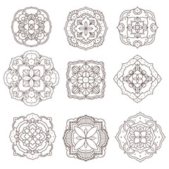 Hand drawn mandala design element pack.