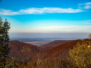 the mountain autumn landscape with colorful forest
