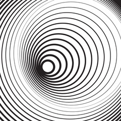 Black and white concentric line circle background or ripple effect