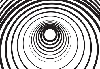 Black and white concentric line circle background or ripple effect
