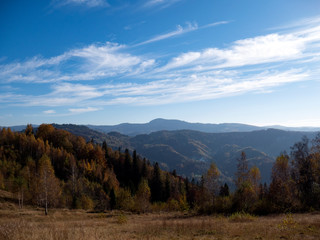 Naklejka na ściany i meble the mountain autumn landscape with colorful forest