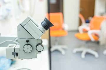 Professional medical microscope in a research center