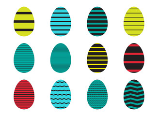 Eggs icons set for happy Easter greeting card design