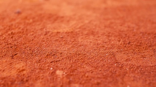 Background of red clay tennis court, dolly, 4k, slow motion 75fps