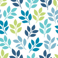 Floral seamless pattern with branches and leaves. Vector illustration.