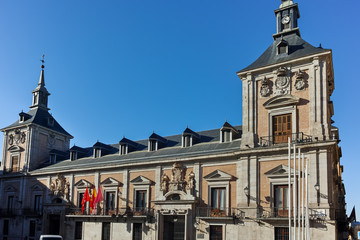 Fototapeta premium Amazing view of Plaza de la Villa in City of Madrid, Spain