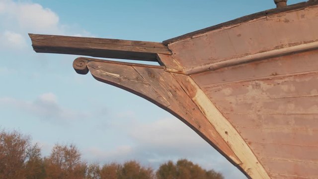 Beautiful old rustic bow of carvel built boat