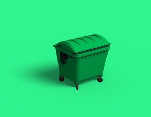 Green container on wheels