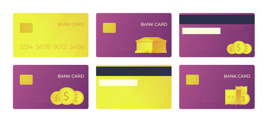 Payment bank card. Bank buildning and international currencies illustration.
