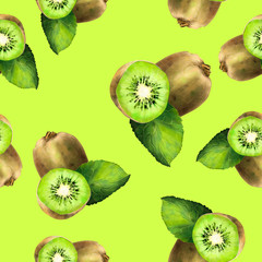 Kiwi. Figure kiwi drawing. isolated on bright green background