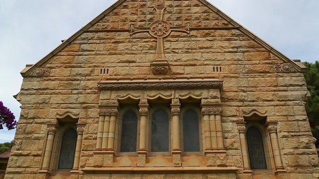 fasade of anglican church with windows