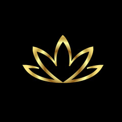 golden lotus flower logo on the black background