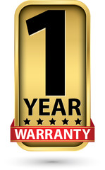 Naklejka premium 1 year warranty golden label, vector illustration