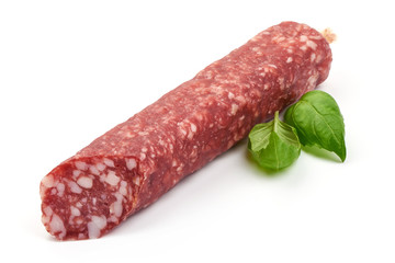 Jerked Sausage, close-up, isolated on white background.