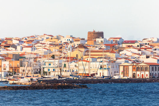 Village of Calasetta from the sea, Sant'Antioco Island, Sud Sardegna province, Sardinia, Mediterranean