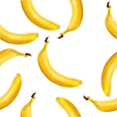 Banana Pattern. Banana Figure Isolated on White Background. Pattern