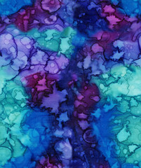 Hand painted abstract blue and purple fabric background pattern