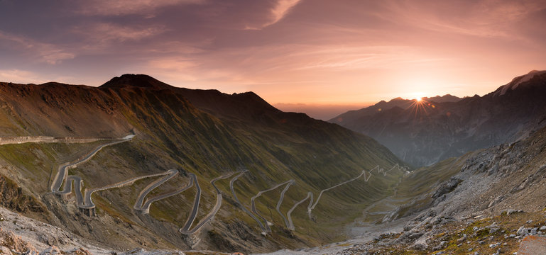 Sunrise over the Stelvio Pass (Passo dello Stelvio), Eastern Alps