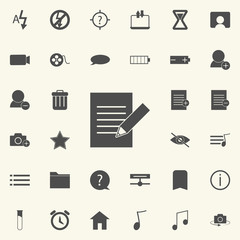 writing on paper with a pencil icon. web icons universal set for web and mobile