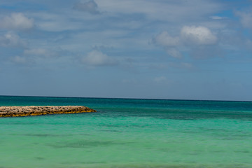 Rock wall on the ocean coast