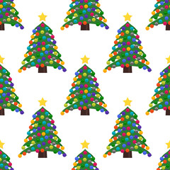 Seamless pattern with Christmas tree