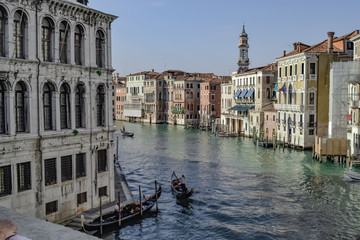 Beautiful view from the bridge over the canal, Venice, Italy
