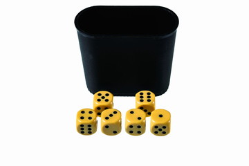 Close up view of dice isolated.Table games. Free time. Group games.