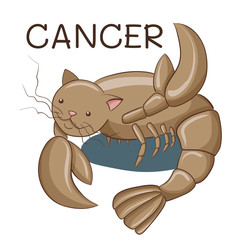 Cancer zodiac sign; cartoon cat character stylized as cancer zodiac; vector EPS10