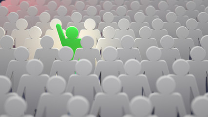 Obraz premium Stand out from the crowd and different creative idea concepts, man standing out of crowd - 3d rendering