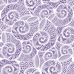 Seamless pattern with hand drawn spiral shells. Marine theme. Vector illustration.